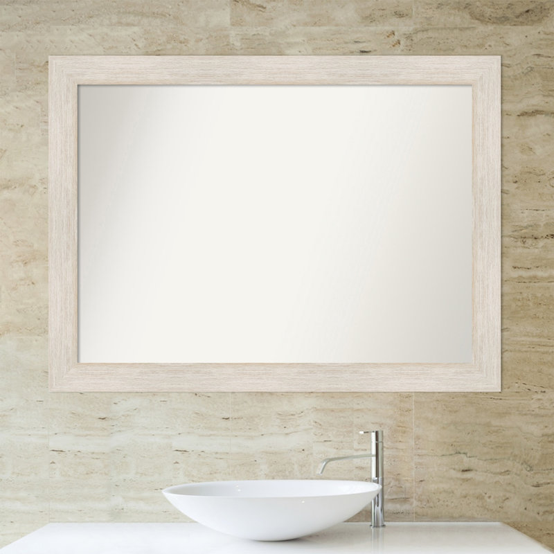 Gracie Oaks Hardwood Whitewash Wood Bathroom Vanity NonBeveled Wall Mirror Wayfair